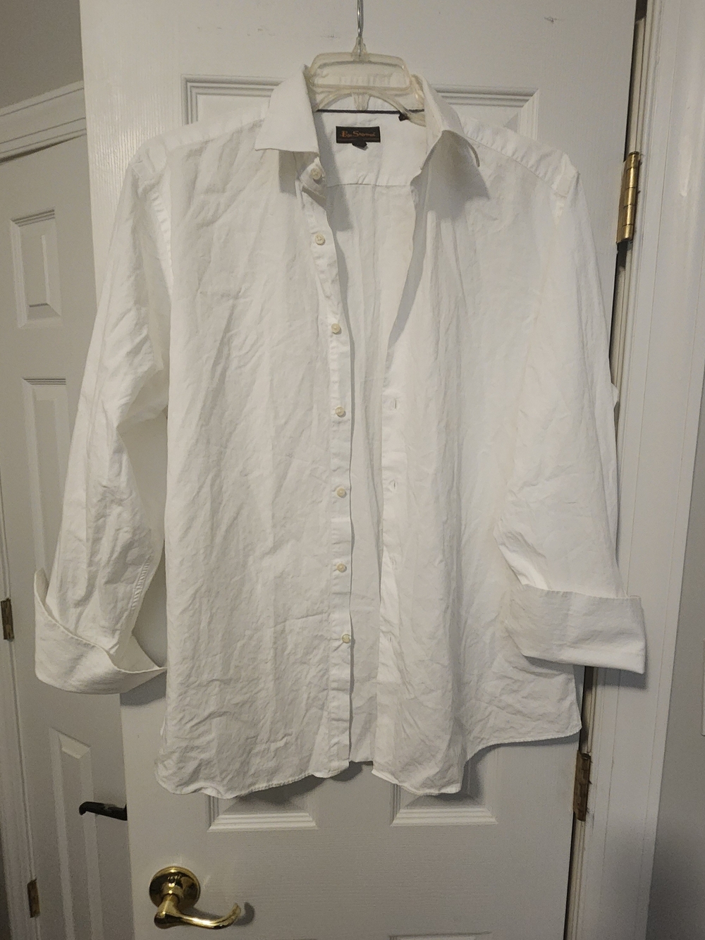 White Long-Sleeve Button-Up Dress Shirt